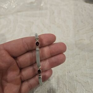 Elegant Silver and Red Women's Bracelet